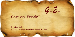 Gerics Ernő névjegykártya